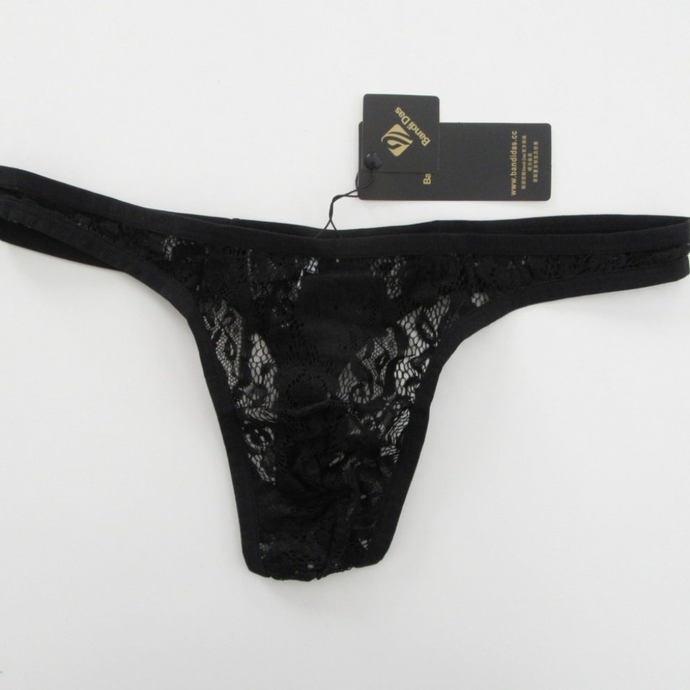 Black Lace Men's Thong